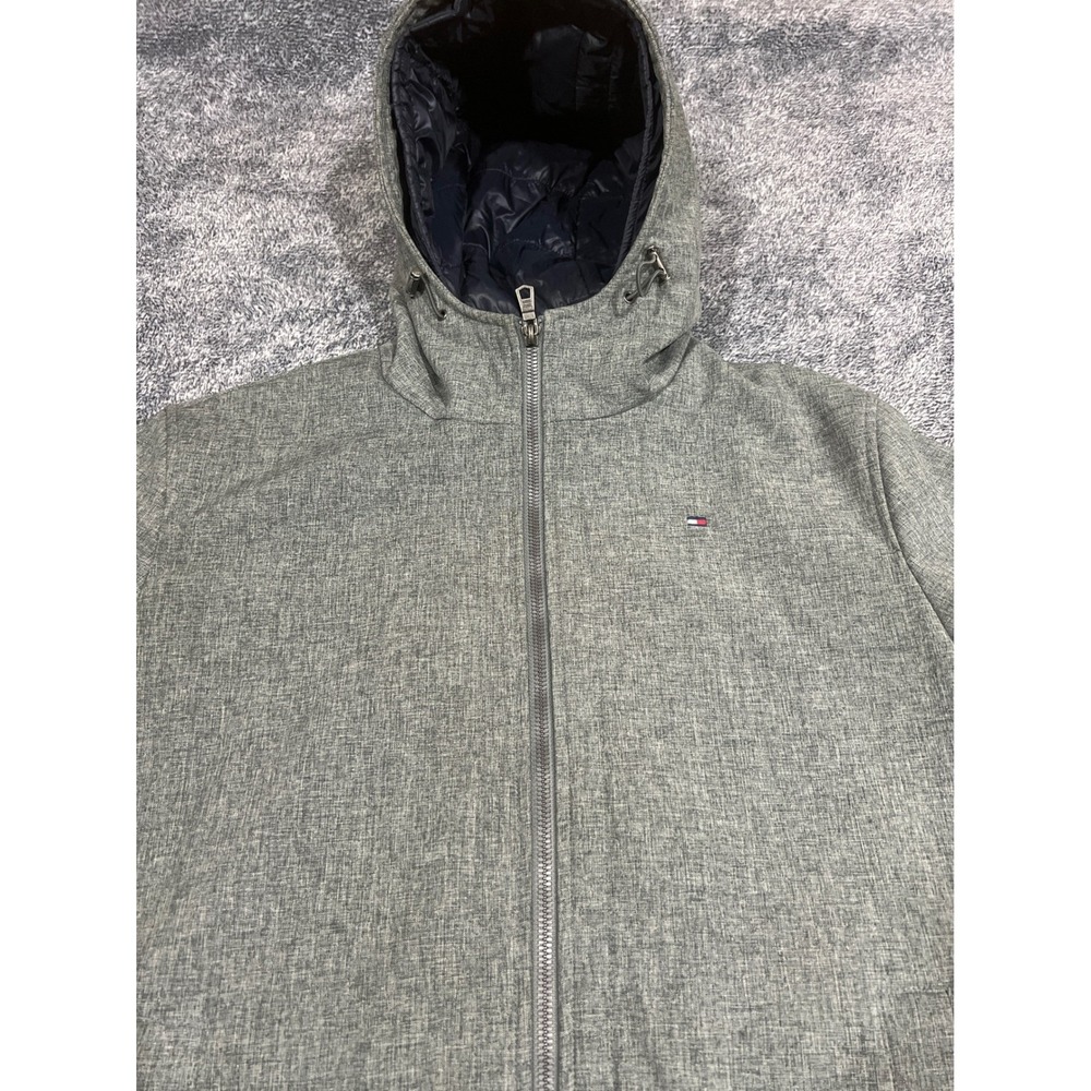 Tommy Hilfiger Mens Softshell Hooded Jacket Grey Full Zip Size Medium - Picture 7 of 15